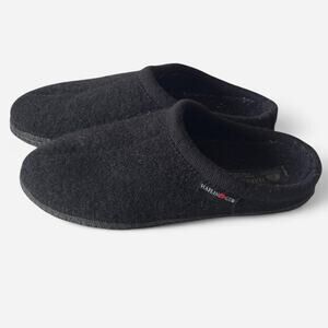 Haflinger AS Classic Boiled Wool Slippers Black Size 37 US Women 6-6.5 Soft Sole